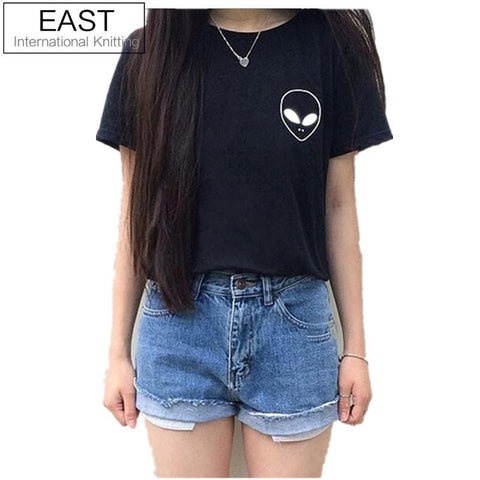 Big Sale on EAST KNITTING New Women T shirt Alien Print