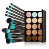 Sanwony New 10pcs Foundation Brush Makeup Brushes Professional Makeup Brush Set+15 Colors Concealer