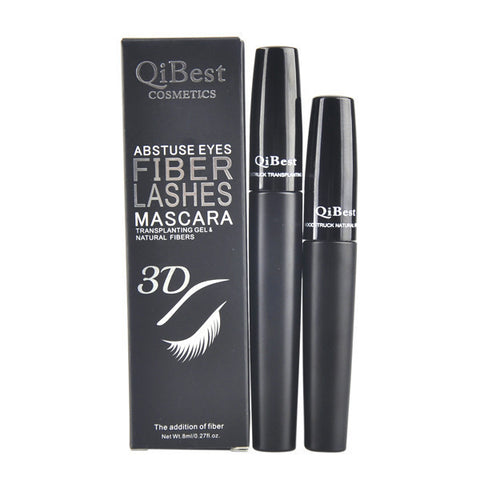 2pcs/lot Brand QiBest Black Mascara + 3D Fiber Lashs Professional Makeup Waterproof Curling Eye Lash Lasting Mascara