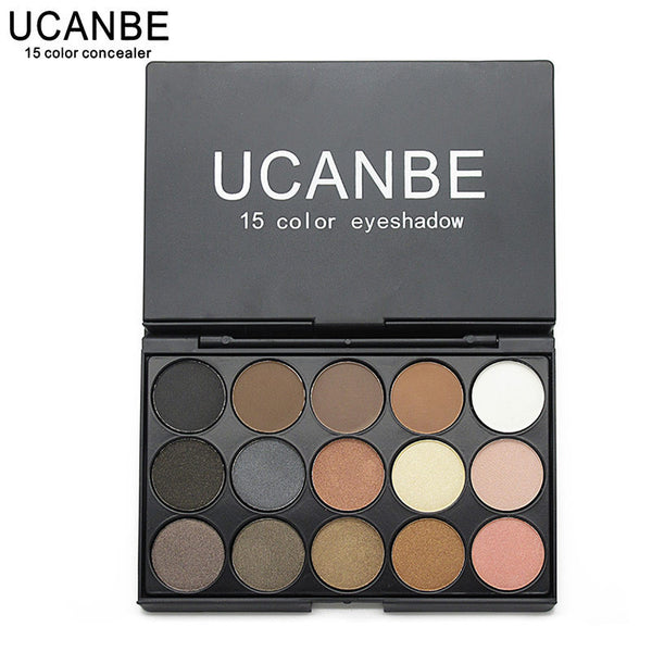 UCANBE Makeup Cosmetics Palette 15 Color Matte Pigment Eyeshadow Earth Color Shimmer Nude Eye Shadow Waterproof Eyebrow Powder