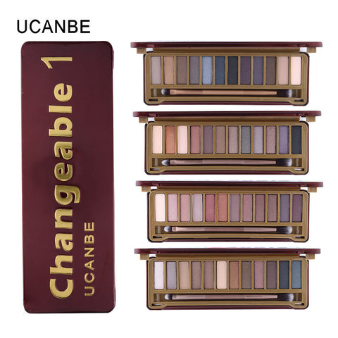 UCANBE Brand New Naked makeup eyeshadow palettes makeup brush 12 earth tone Colors Smoky eyeshadow